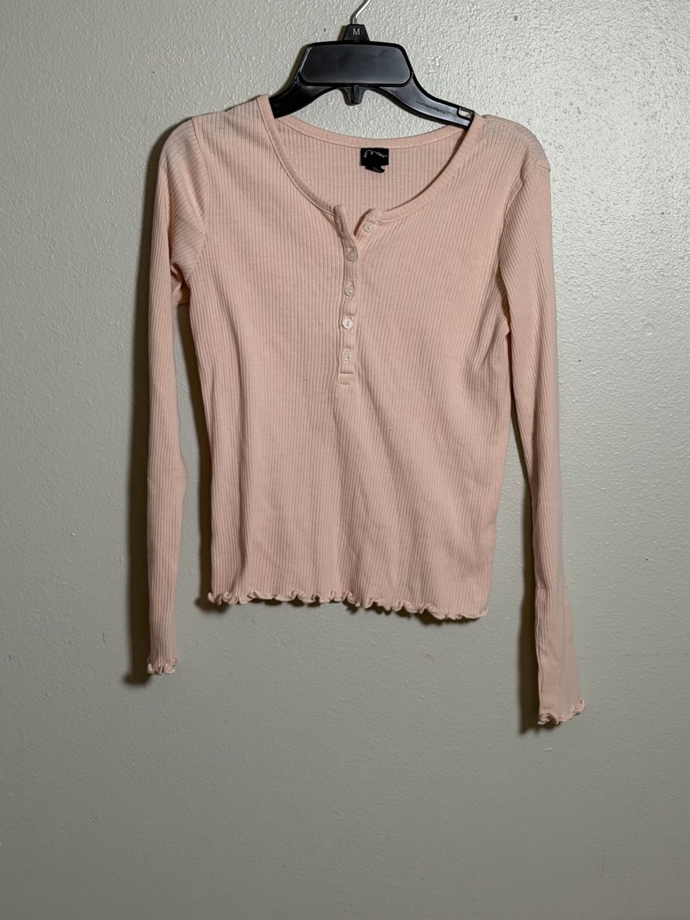Art Class Kids Girl Ribbed Long Sleeve Henley Top Light Blush Pink Size XL